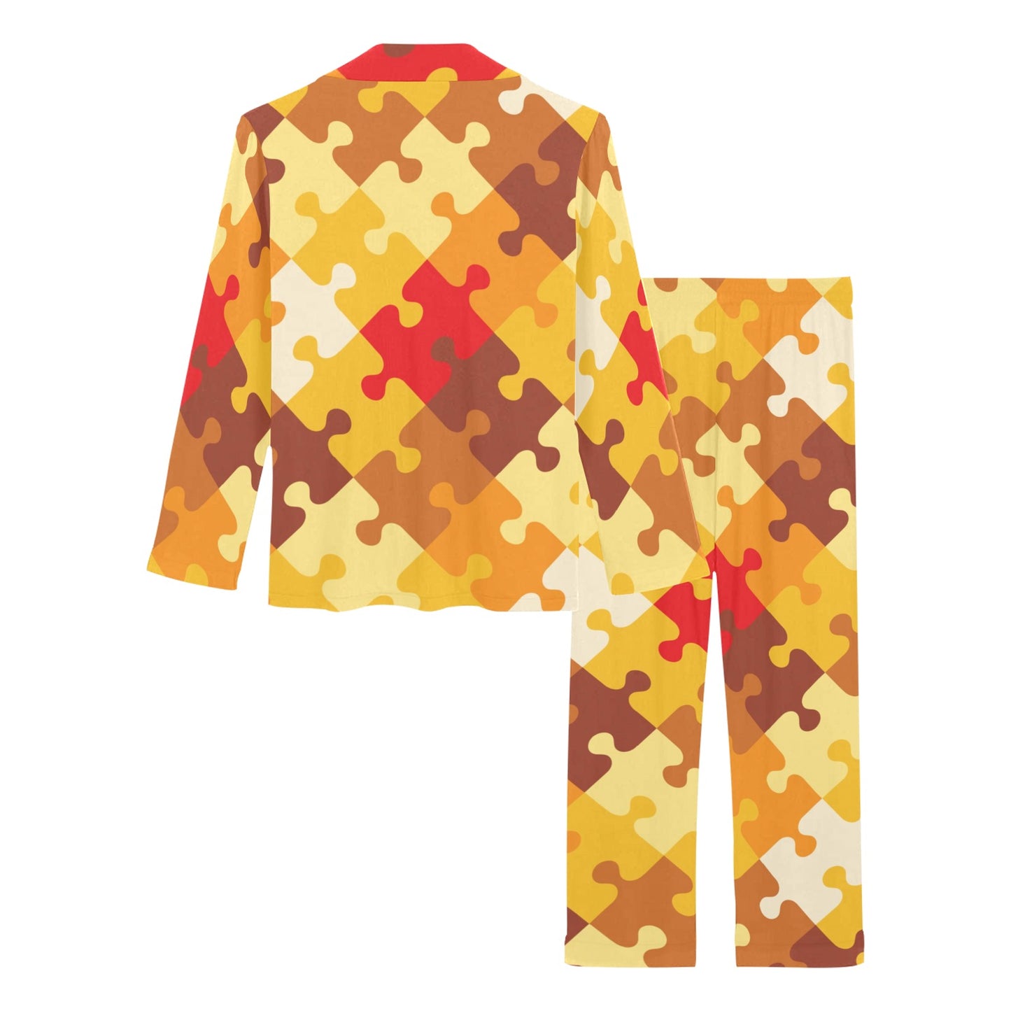 Puzzle Pattern Print Design A01 Women's Long Pajama Set