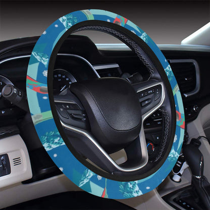 Snowboard Print Design LKS301 Steering Wheel Cover with Elastic Edge