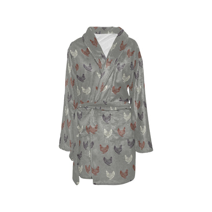 Chicken Pattern Print Design 01 Women's Fleece Robe