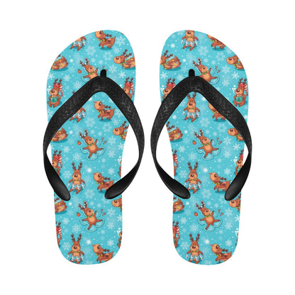 Reindeer Print Design LKS402 Flip Flops