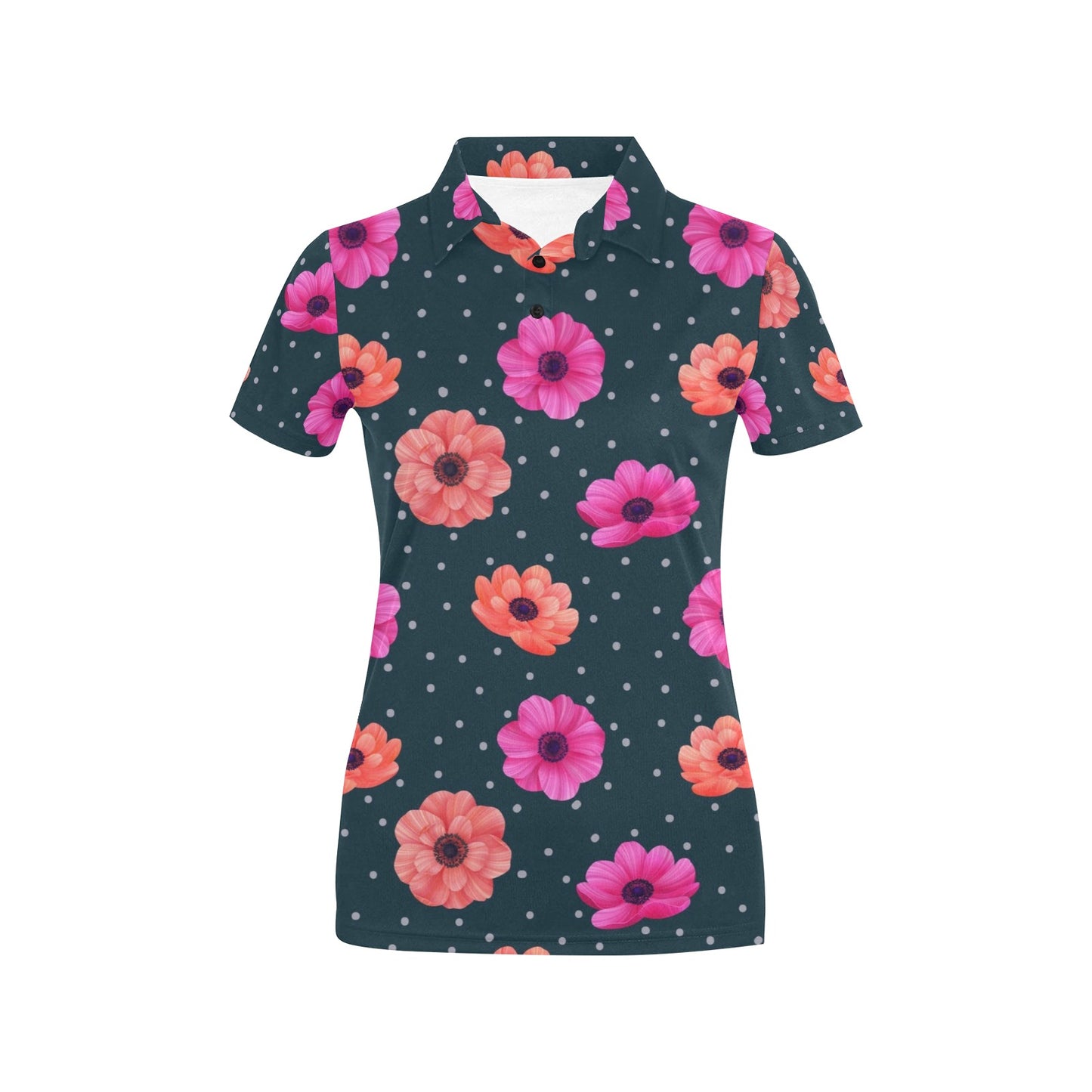 Anemone Pattern Print Design AM08 Women's Polo Shirt