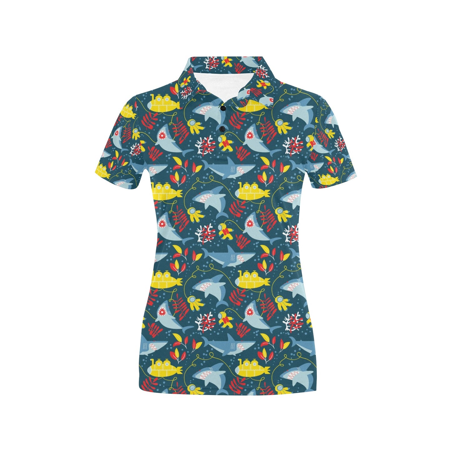 Scuba With Sharks Print Design LKS303 Women's Polo Shirt