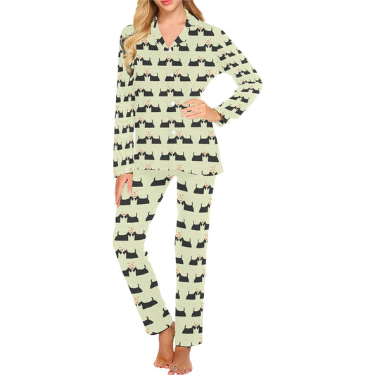Scottish Terriers Print Design LKS304 Women's Long Pajama Set
