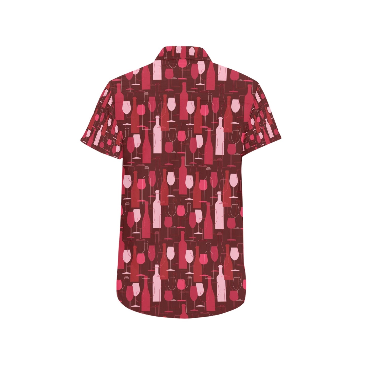 Wine Print Design LKS304 Men Short Sleeve Button Up Shirt