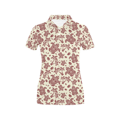 Polynesian Tattoo Turtle Themed Women's Polo Shirt