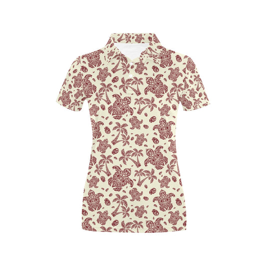 Polynesian Tattoo Turtle Themed Women's Polo Shirt