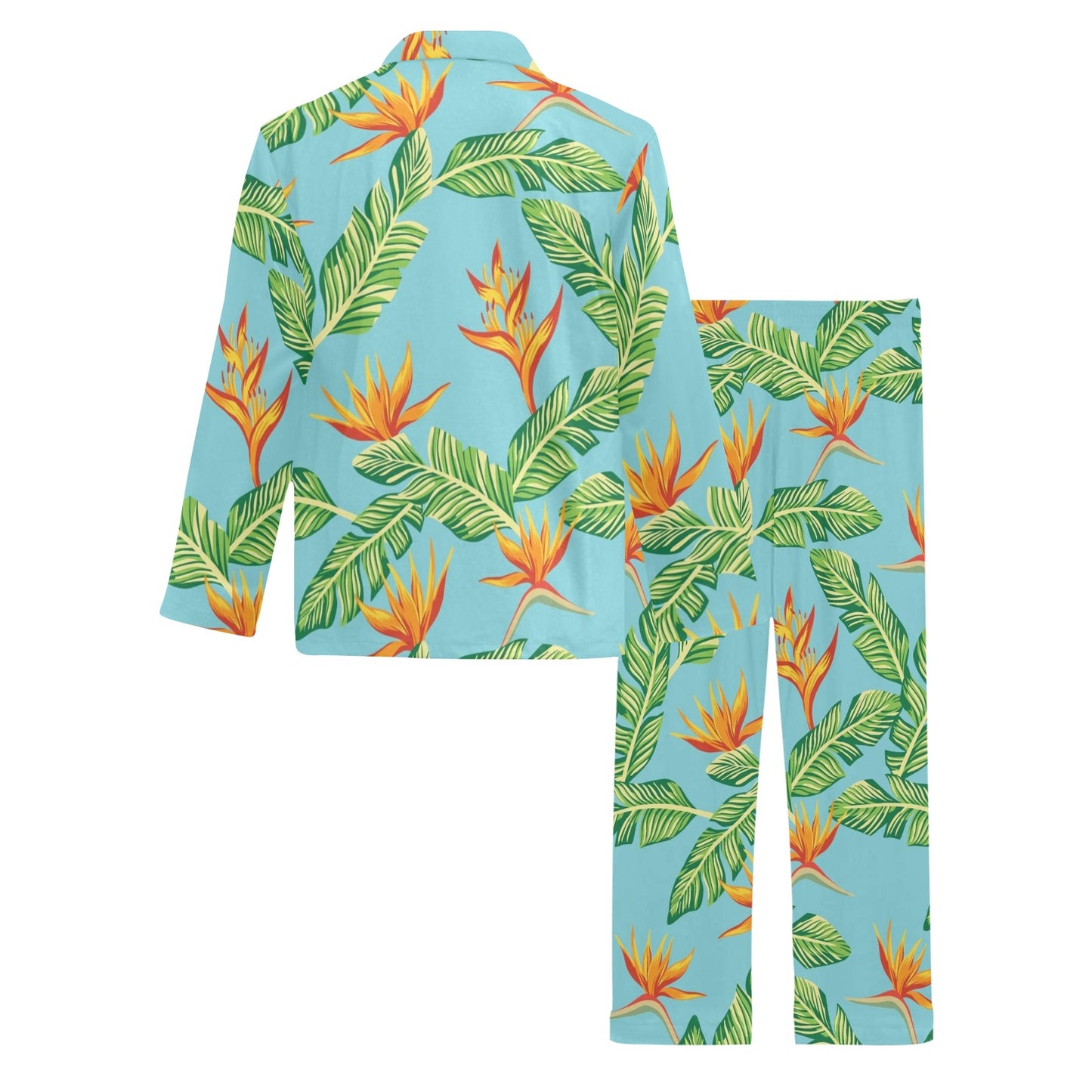 Bird Of Paradise Pattern Print Design BOP04 Men's Long Pajama Set