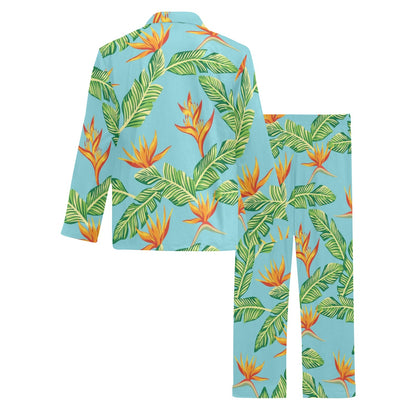 Bird Of Paradise Pattern Print Design BOP04 Men's Long Pajama Set