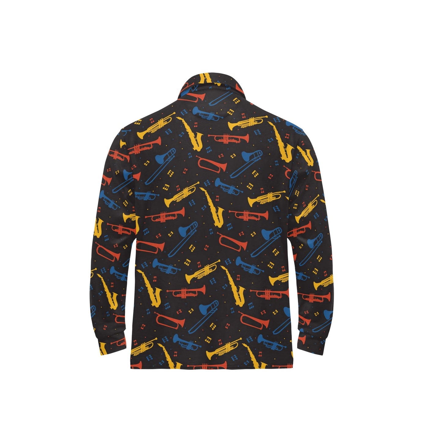 Saxophone Print Design LKS407 Long Sleeve Polo Shirt For Men's