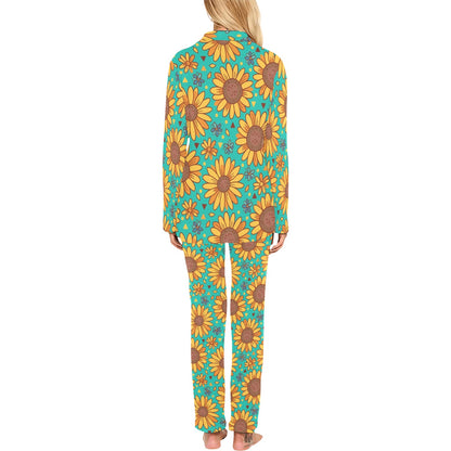 Sunflower Pattern Print Design SF013 Women's Long Pajama Set