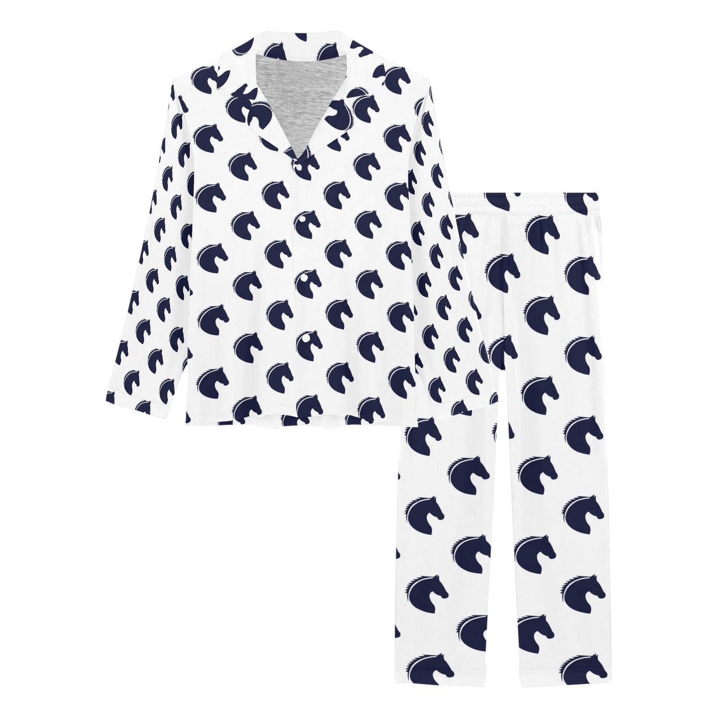 Horse Head Print Design LKS303 Women's Long Pajama Set
