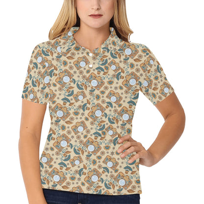 Camera Pattern Print Design 05 Women's Polo Shirt