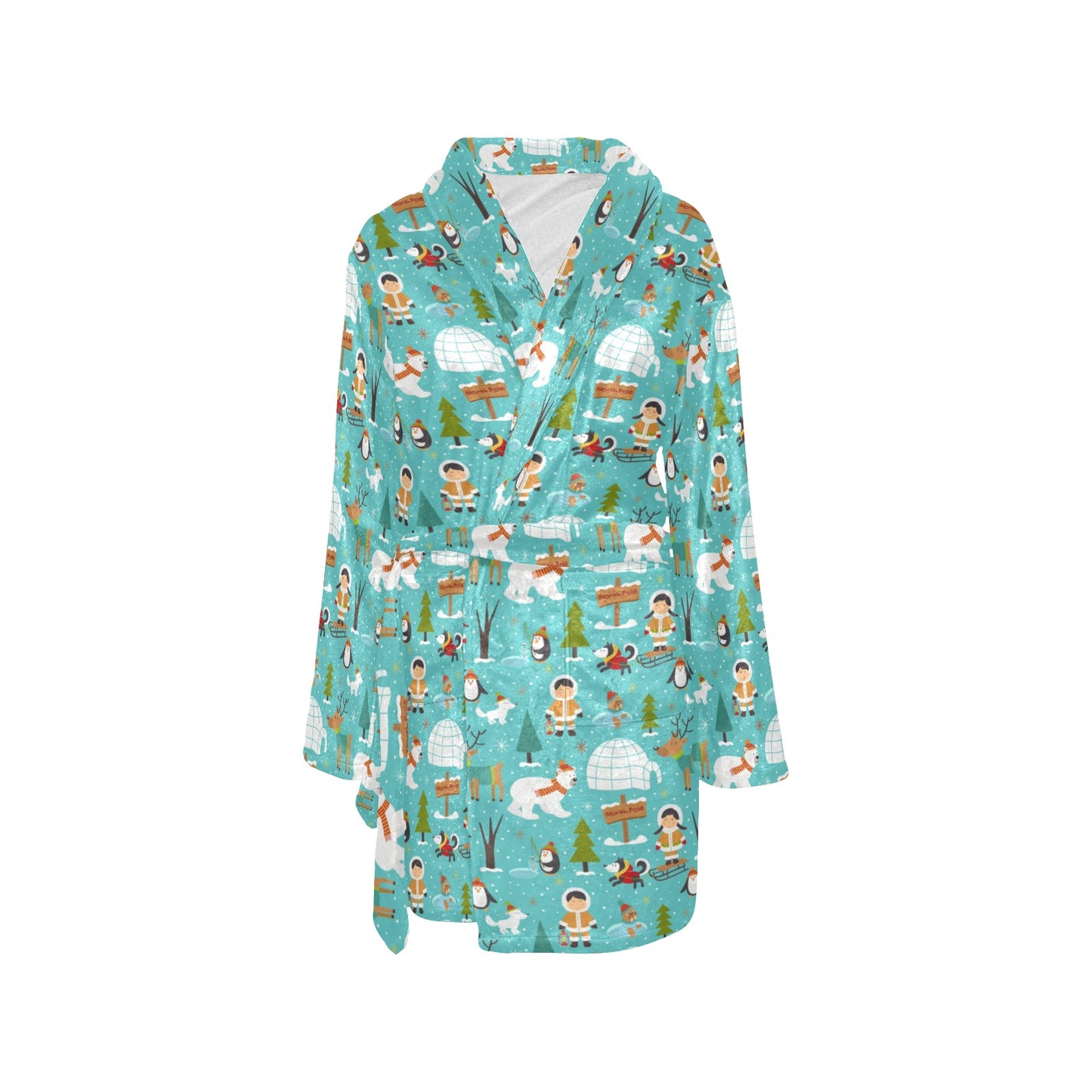 Eskimo Pattern Print Design 01 Women's Fleece Robe