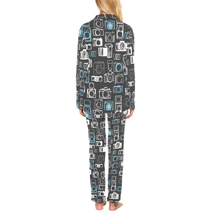Camera Pattern Print Design 04 Women's Long Pajama Set