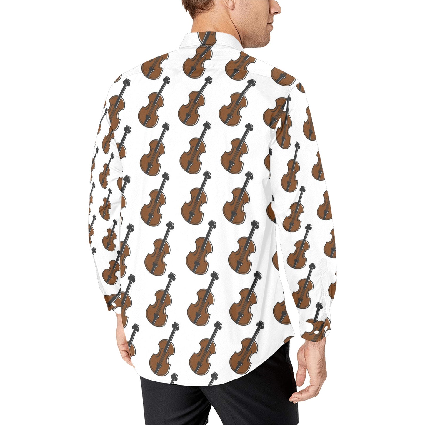 Violin Print Design LKS405 Men's Long Sleeve Dress Shirt