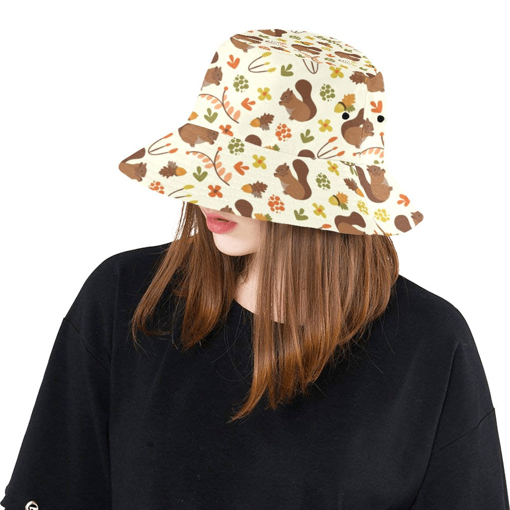 Squirrel Print Design LKS3010 Unisex Bucket Hat