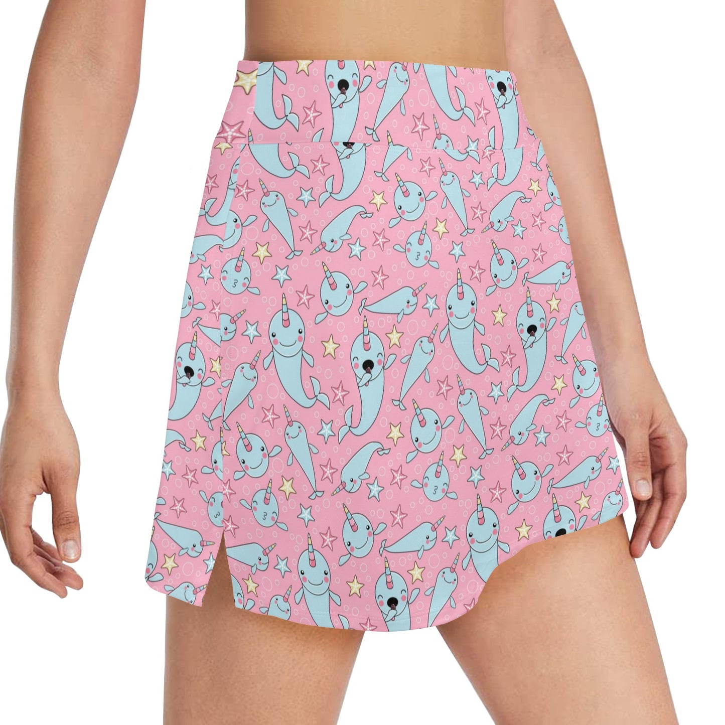 Narwhal Cartoon Cute Print 17" Golf & Pickleball Skort with Pockets