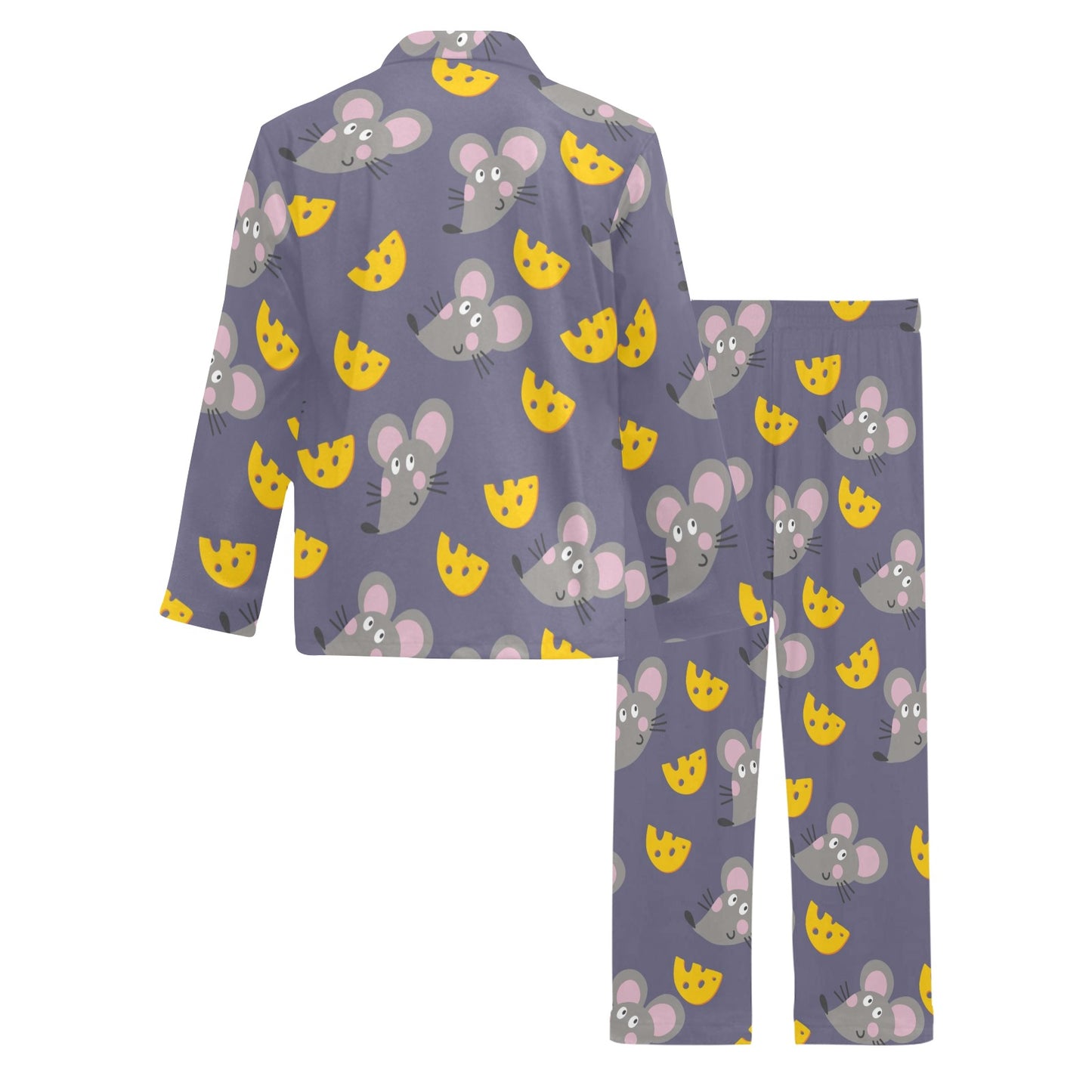 Rat With Cheese Pattern Print Design 01 Men's Long Pajama Set
