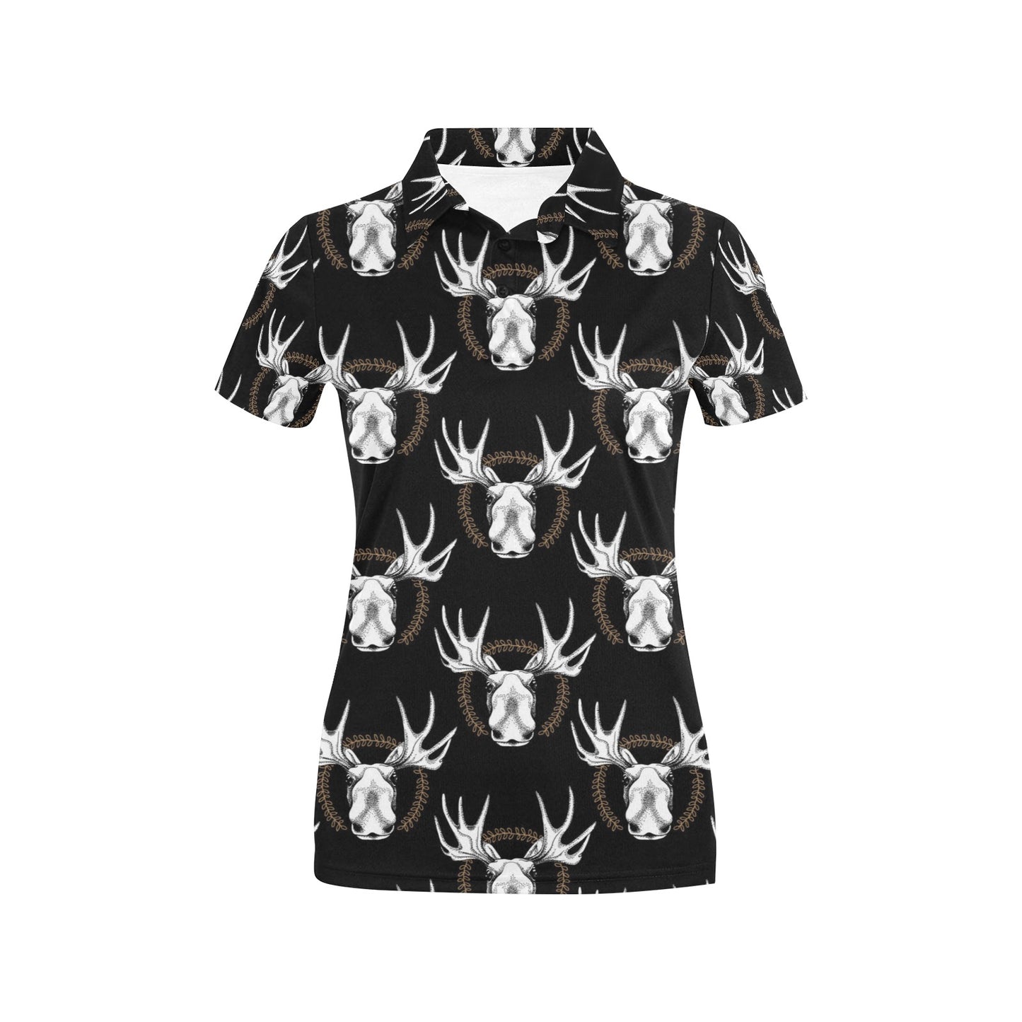Moose Pattern Print Design 02 Women's Polo Shirt