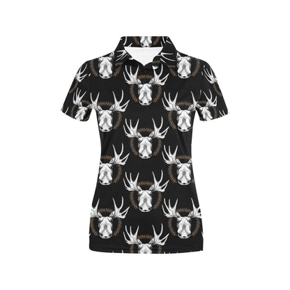 Moose Pattern Print Design 02 Women's Polo Shirt