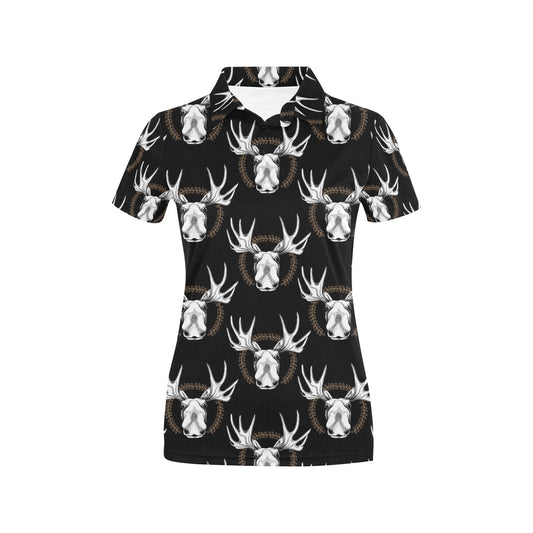 Moose Pattern Print Design 02 Women's Polo Shirt