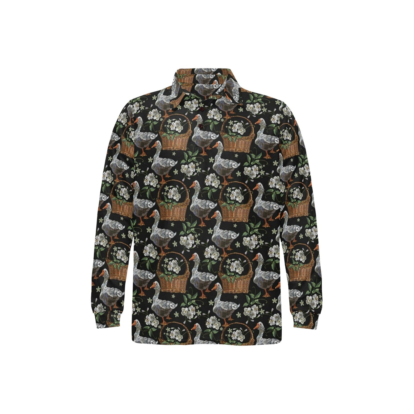 Goose Print Design LKS406 Long Sleeve Polo Shirt For Men's