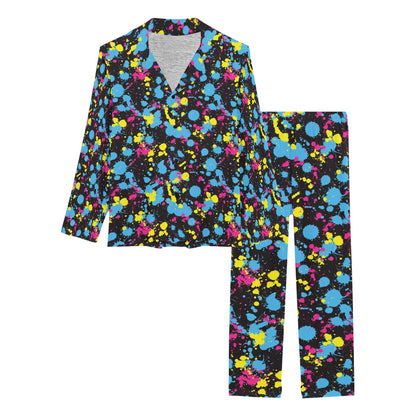Splatter Colorful Print Design LKS301 Women's Long Pajama Set