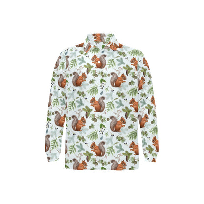 Squirrel Print Design LKS308 Long Sleeve Polo Shirt For Men's