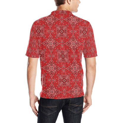 Bandana Red Pattern Print Design LKS3010 Men Polo Shirt