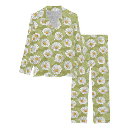 Daisy Pattern Print Design DS06 Women's Long Pajama Set