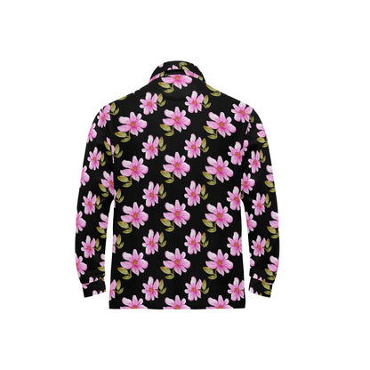 Magnolia Pattern Print Design MAG06 Long Sleeve Polo Shirt For Men's