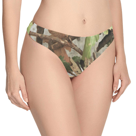 Camo Realistic Tree Forest Print Women's Thongs