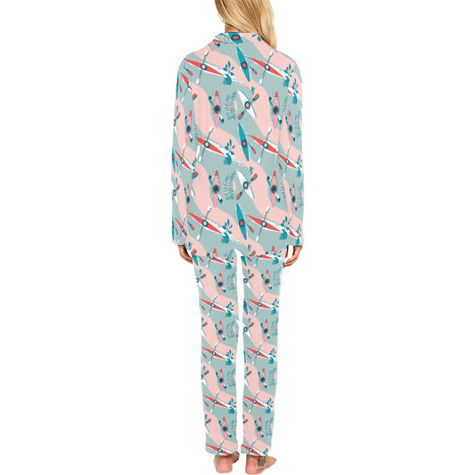 Kayak Pattern Print Design 05 Women's Long Pajama Set
