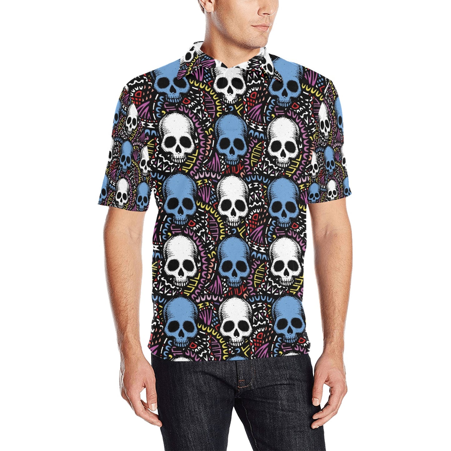 Skull Print Design LKS305 Men Polo Shirt