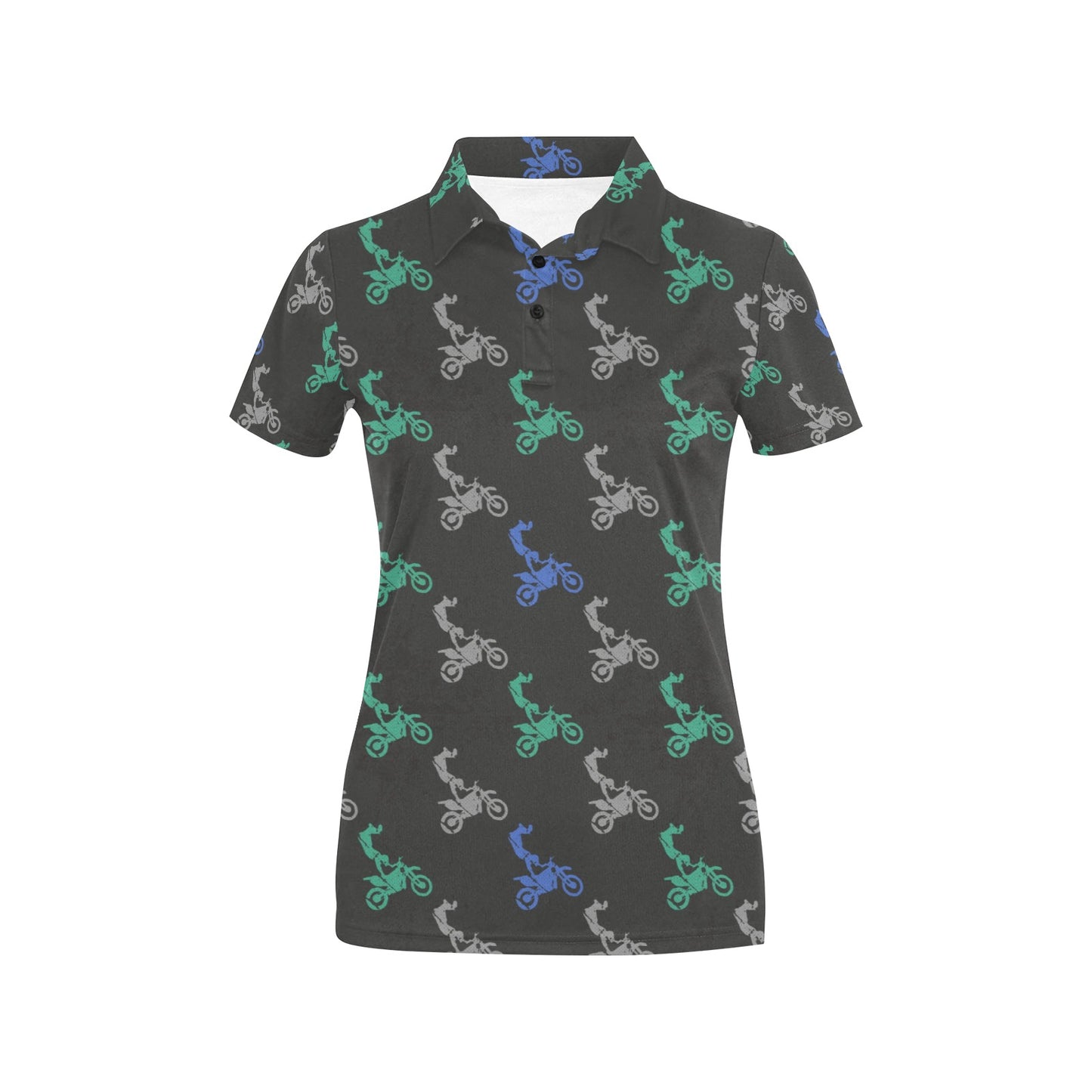 Motocross Pattern Print Design 02 Women's Polo Shirt