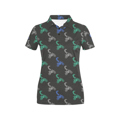 Motocross Pattern Print Design 02 Women's Polo Shirt