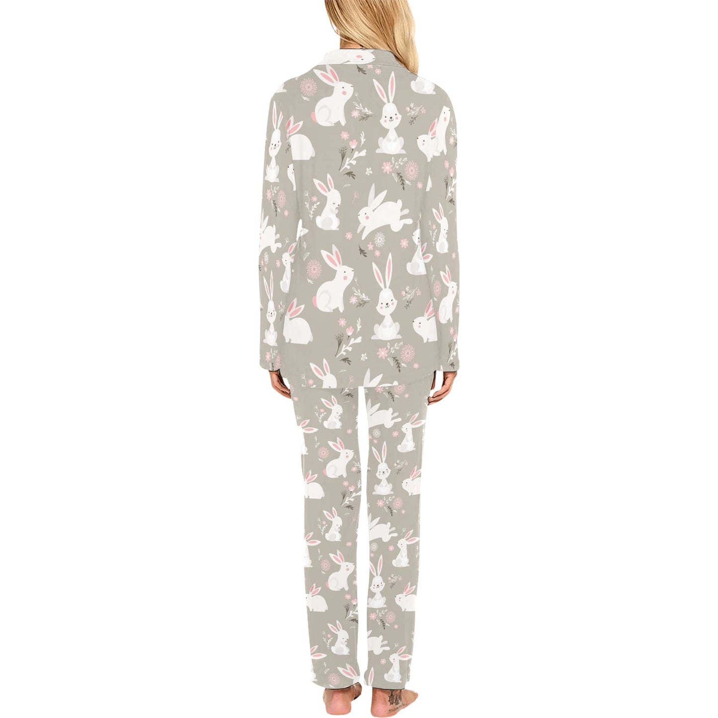 Rabbit Pattern Print Design RB03 Women's Long Pajama Set