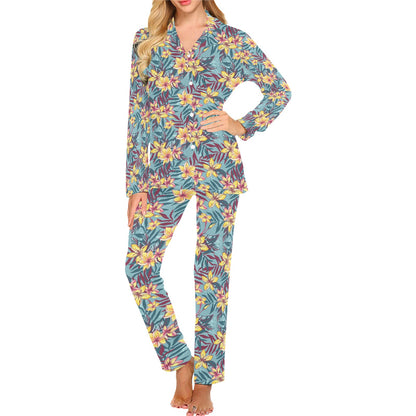 Summer Floral Print Design LKS304 Women's Long Pajama Set