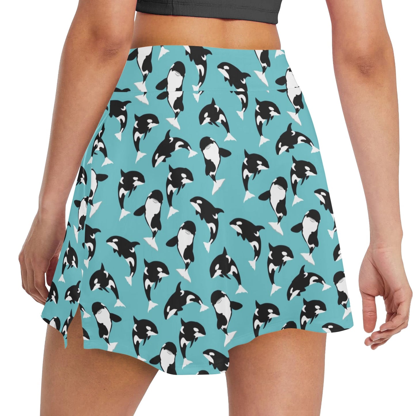 Whale Action Design Themed Print 17" Golf & Pickleball Skort with Pockets
