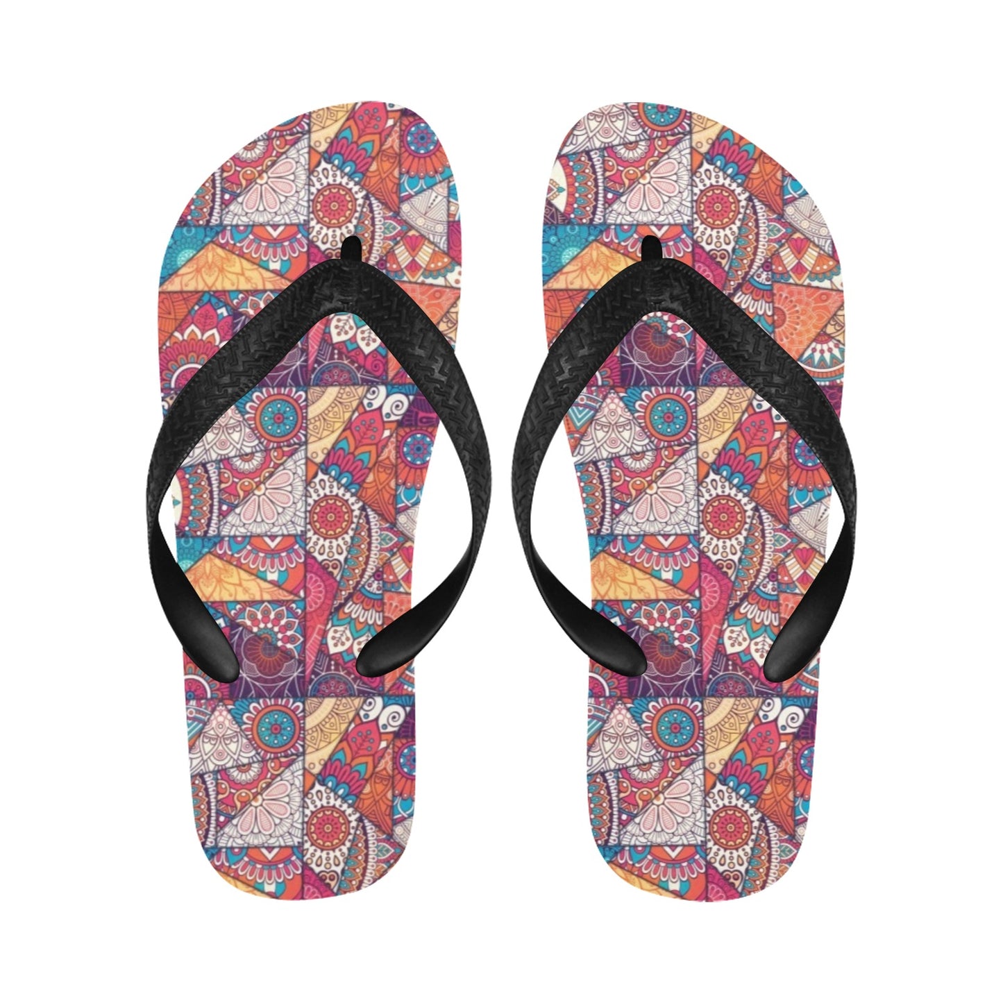 Patchwork Print Design LKS401 Flip Flops
