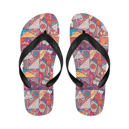 Patchwork Print Design LKS401 Flip Flops