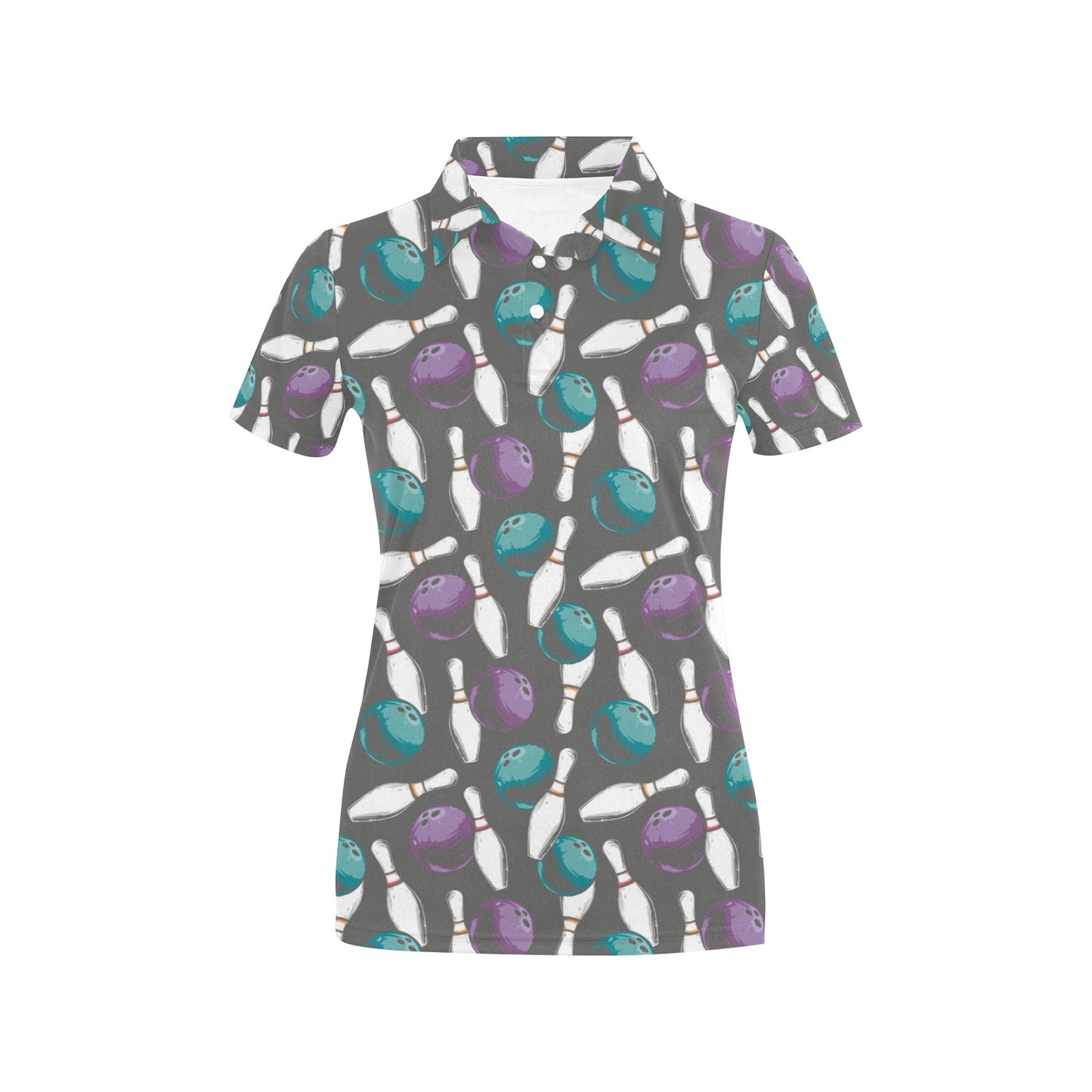 Bowling Pattern Print Design 03 Women's Polo Shirt