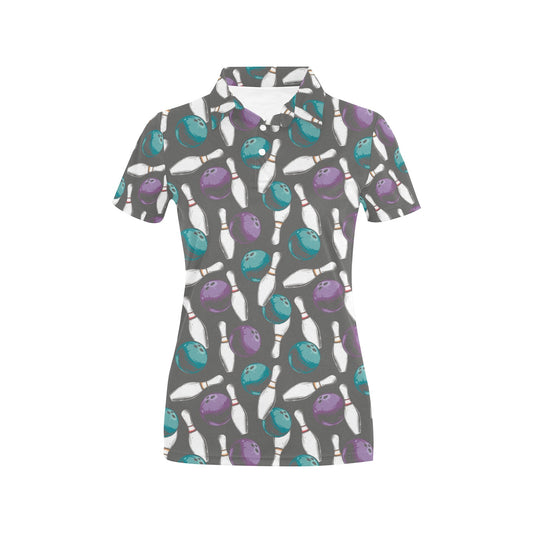 Bowling Pattern Print Design 03 Women's Polo Shirt
