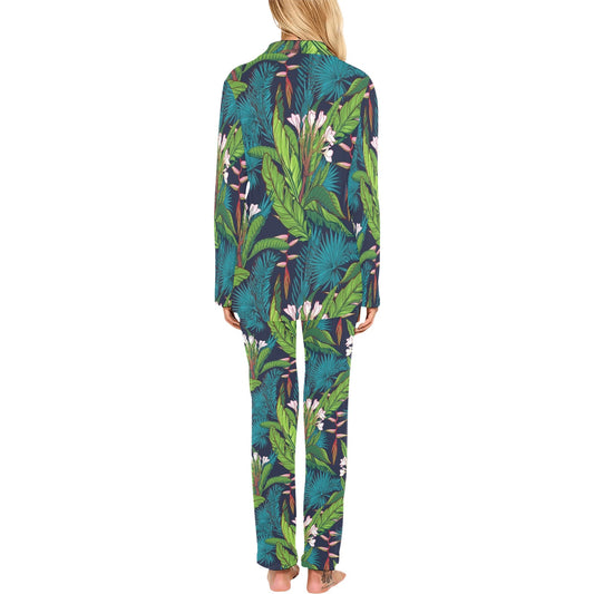 Rainforest Pattern Print Design RF01 Women's Long Pajama Set