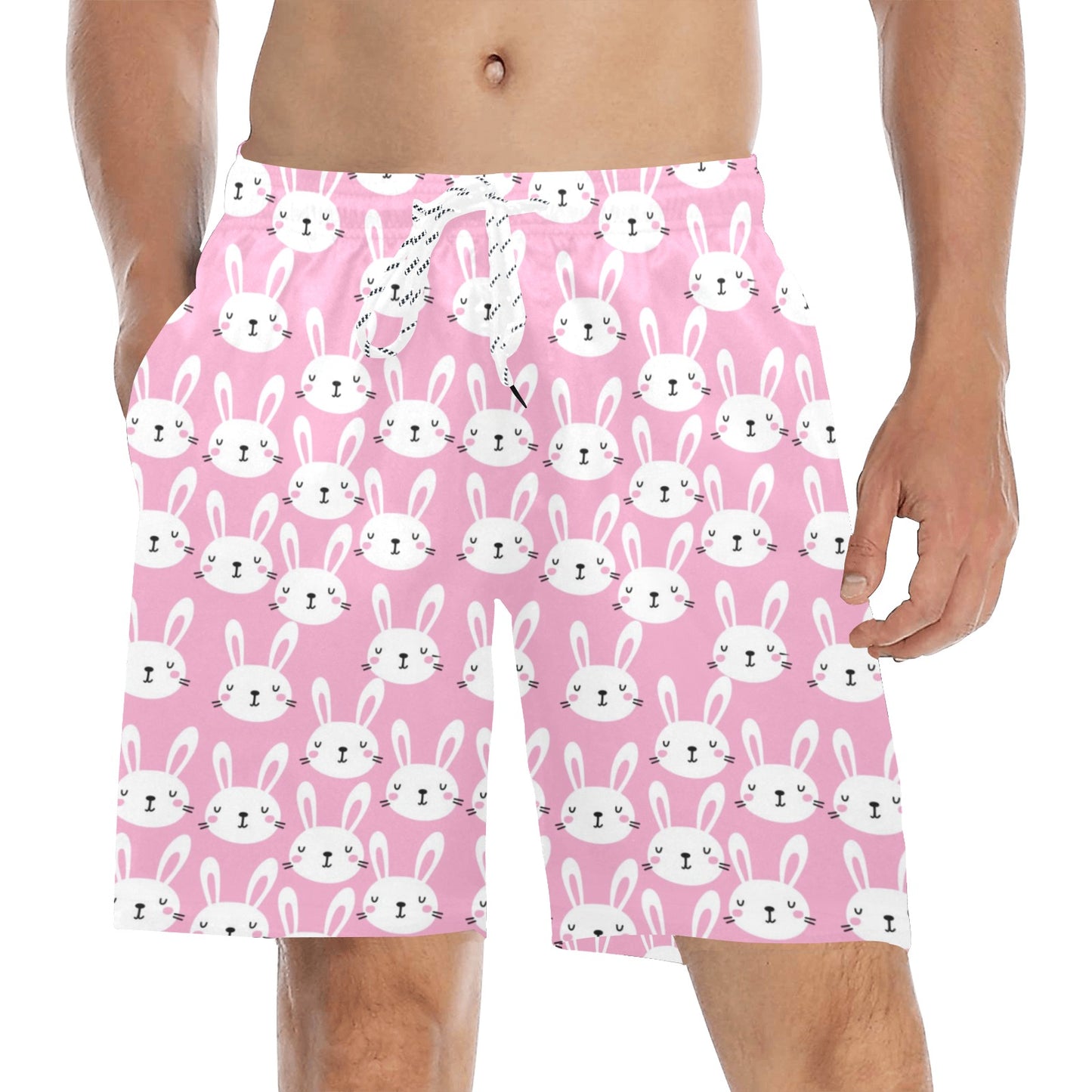 Rabbit Print Design LKS401 Men's Swim Trunks Beach Shorts