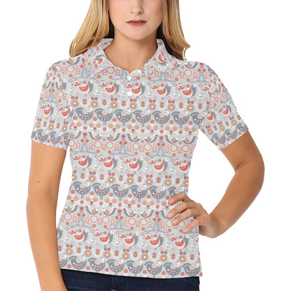 Swedish Nordic Design Print Women's Polo Shirt