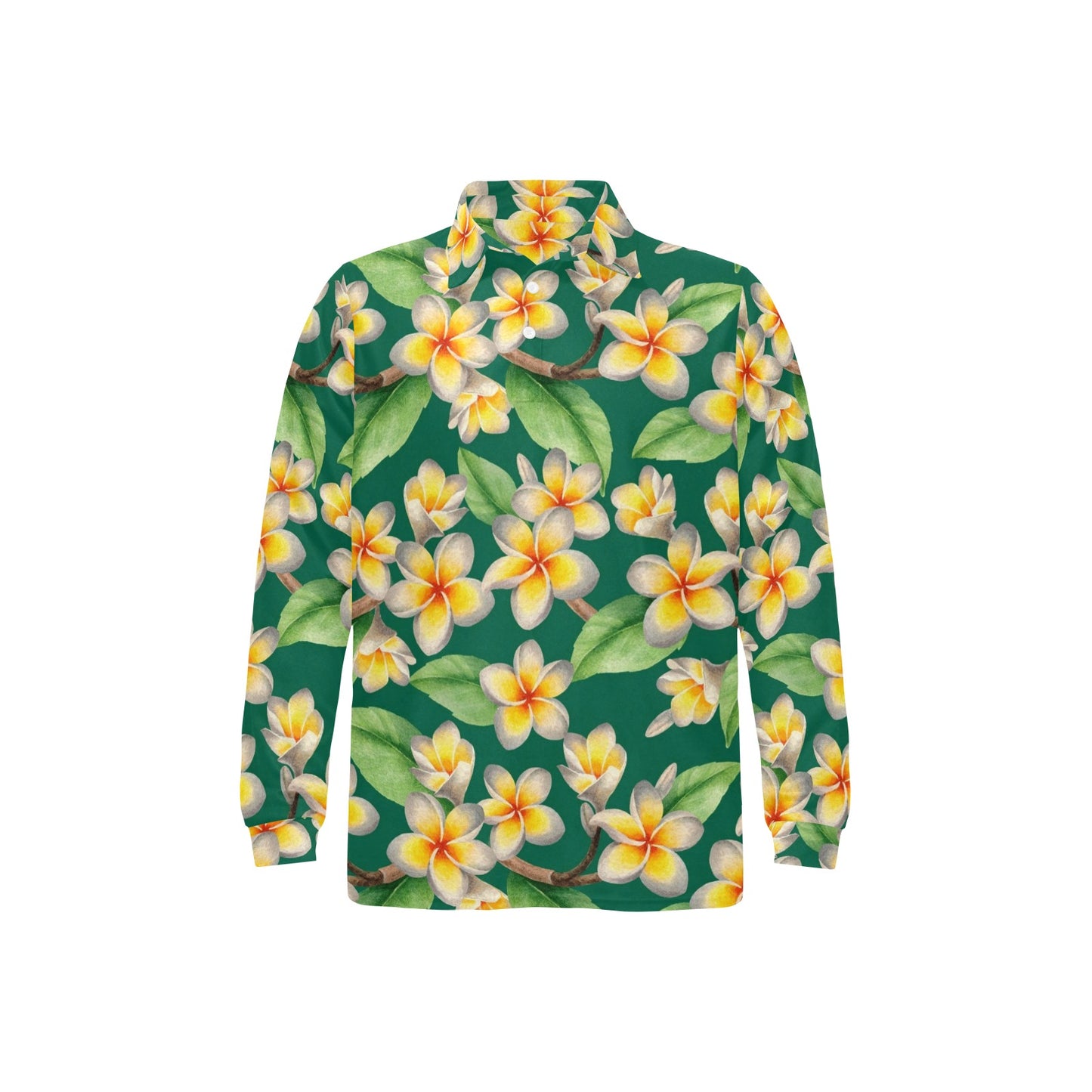 Plumeria Pattern Print Design PM07 Long Sleeve Polo Shirt For Men's