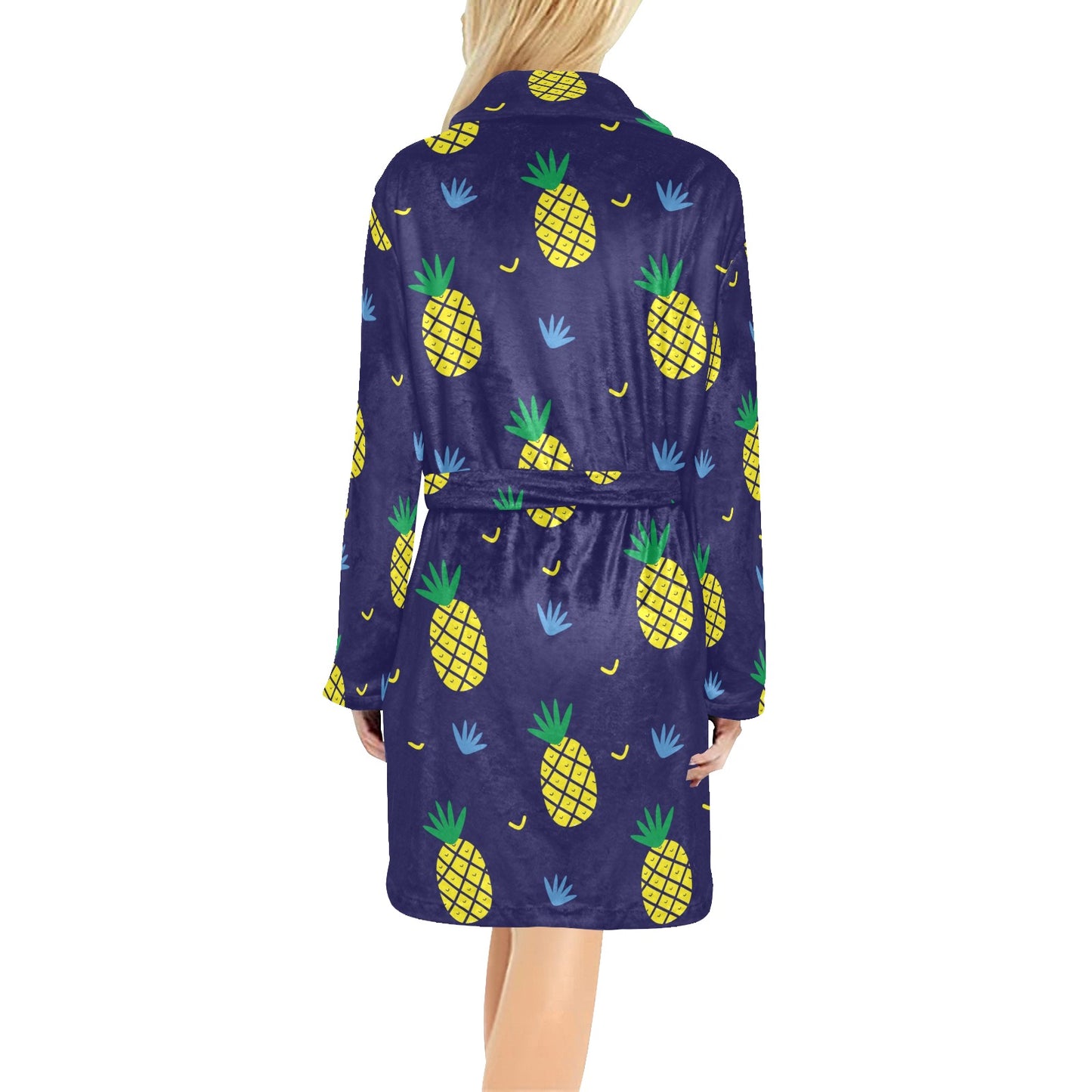Pineapple Pattern Print Design A01 Women's Fleece Robe