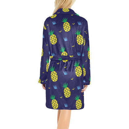 Pineapple Pattern Print Design A01 Women's Fleece Robe