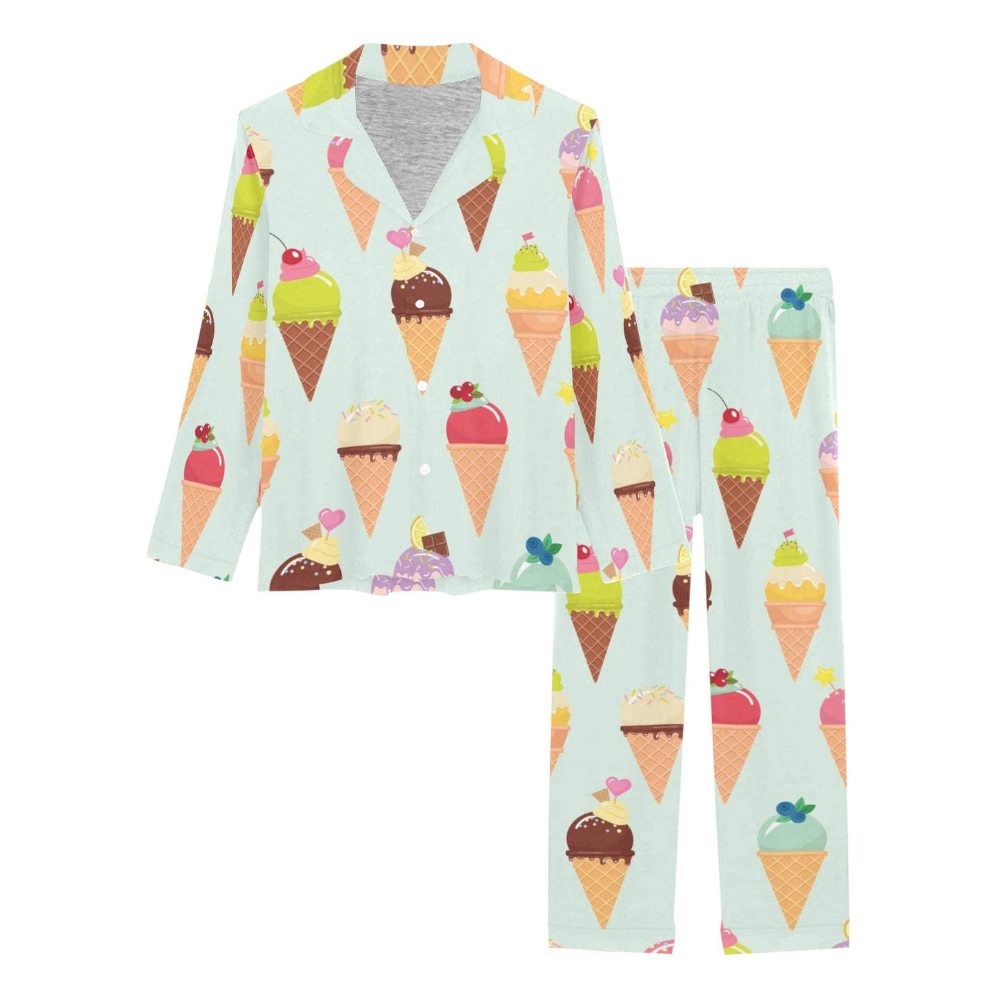 Ice Cream Pattern Print Design 03 Women's Long Pajama Set